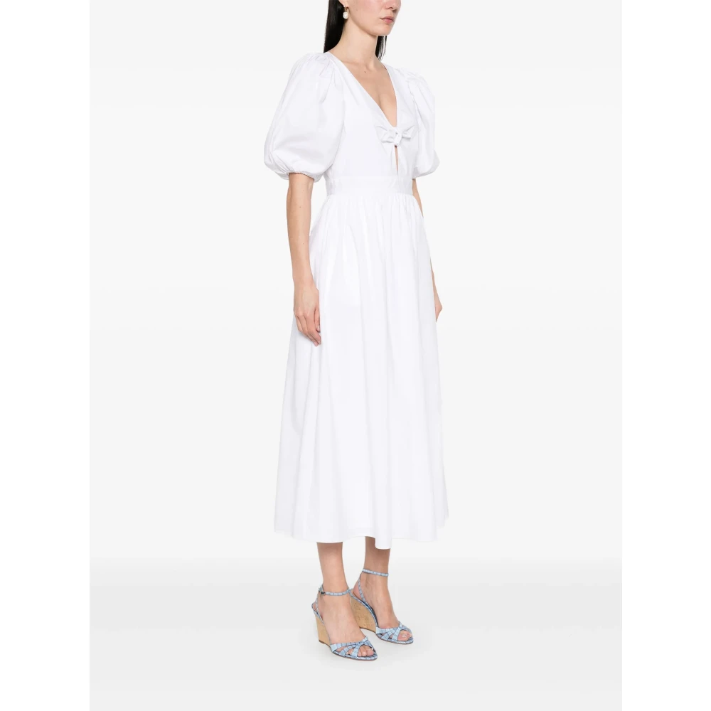 Rotate Birger Christensen Witte Pofmouw Midi Jurk White Dames