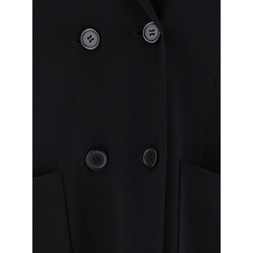 P.a.r.o.s.h. Zwarte Lange Jas met Klassieke Revers Black Dames