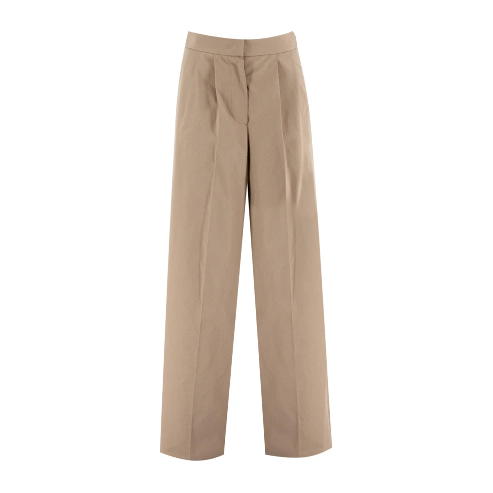 Fabiana Filippi Hoge taille katoenen broek met plooien Beige Dames