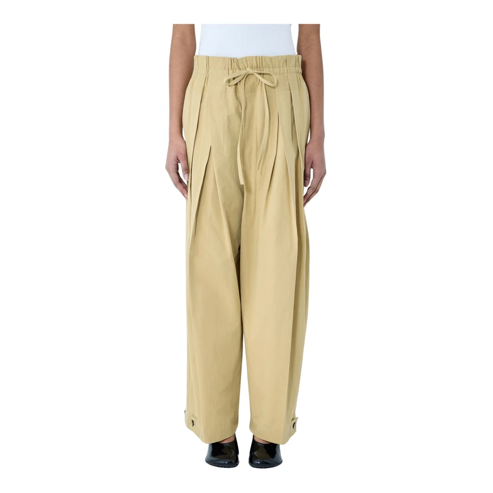 Jil Sander Twill Elastische Taille Broek Beige Dames