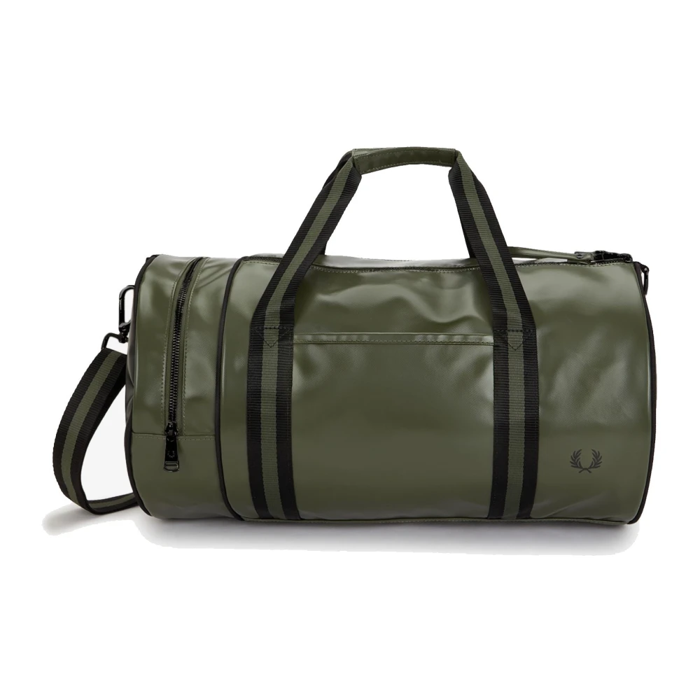 Fred Perry Herren Schwarz Klassische Barrel-Tasche In Und Khaki - Bild 4