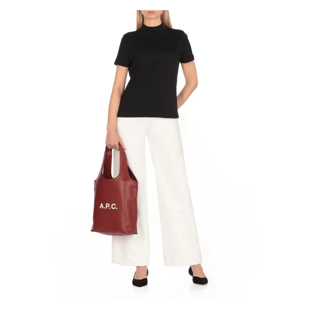 A.p.c. Zwart Katoenen T-shirt Ronde Hals Korte Mouwen Black Dames