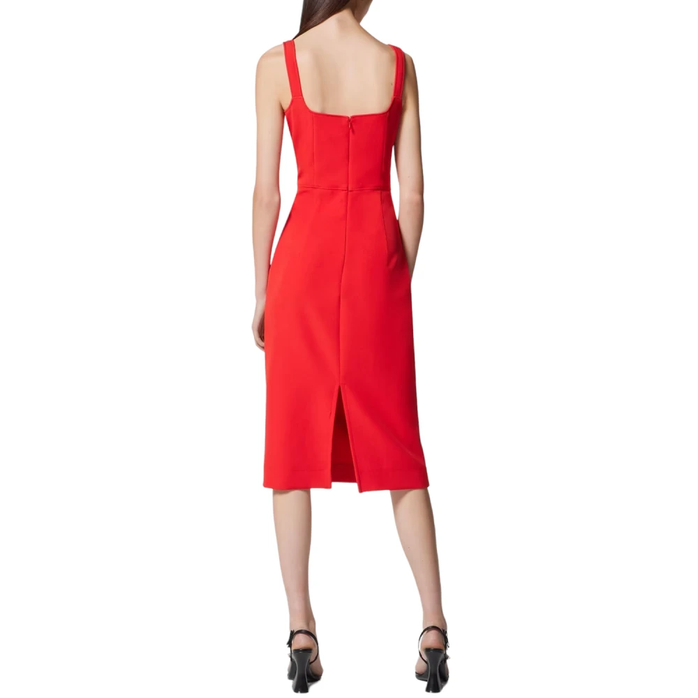 Versace Jeans Couture Rode Square Neck Midi Jurk Red Dames