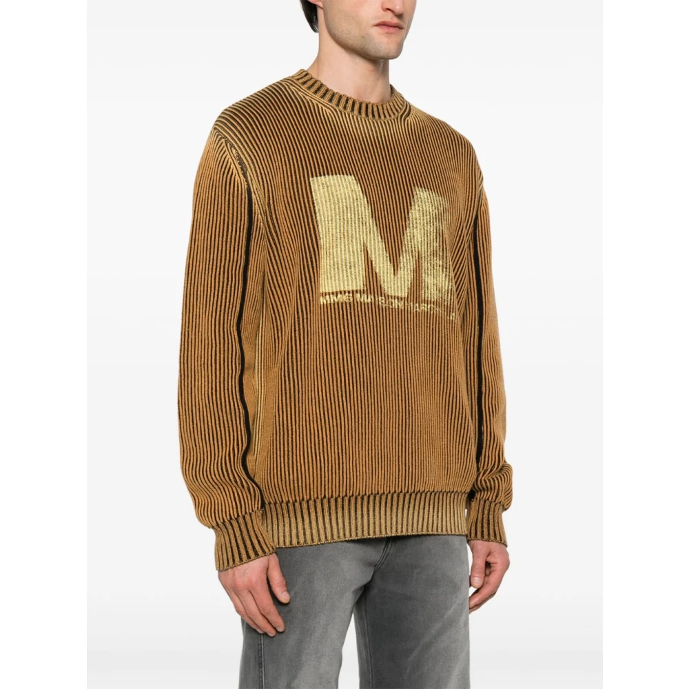 MM6 Maison Margiela Zwarte Sweater met Logo Print Brown Heren