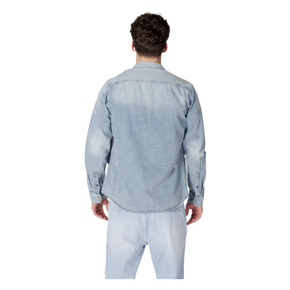 Gianni Lupo Blauw Katoenen Overhemd met Zakken Blue Heren