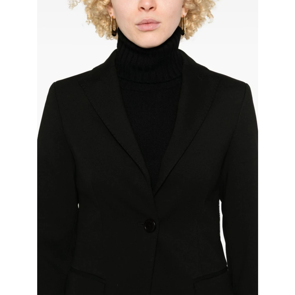 Semicouture Chique Zwarte Blazer met Peak Revers Black Dames