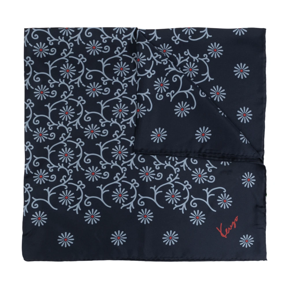Kenzo Zijden sjaal met print Blue Unisex