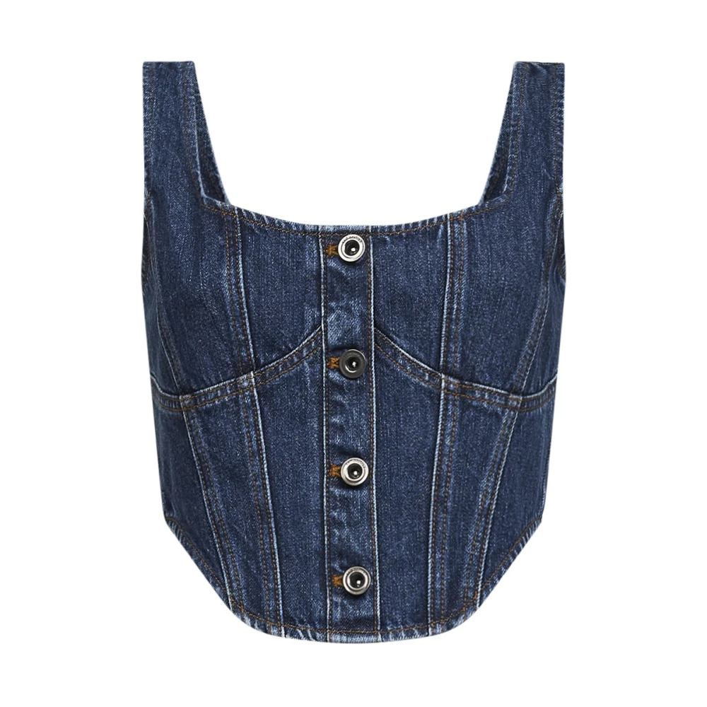 Self Portrait , Sleeveless Tops, Female, Blue, M, Cropped Top