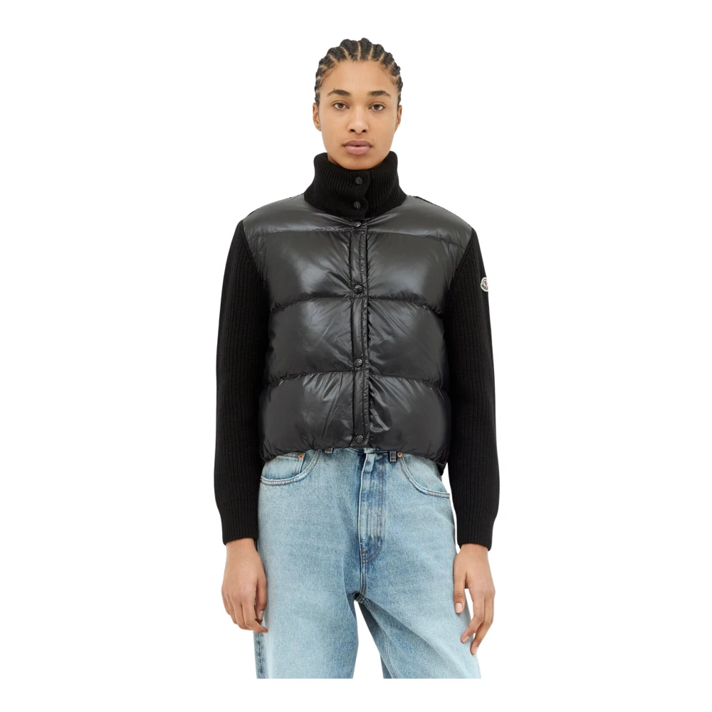 Moncler Gewatteerde wollen vest met rits Black Dames