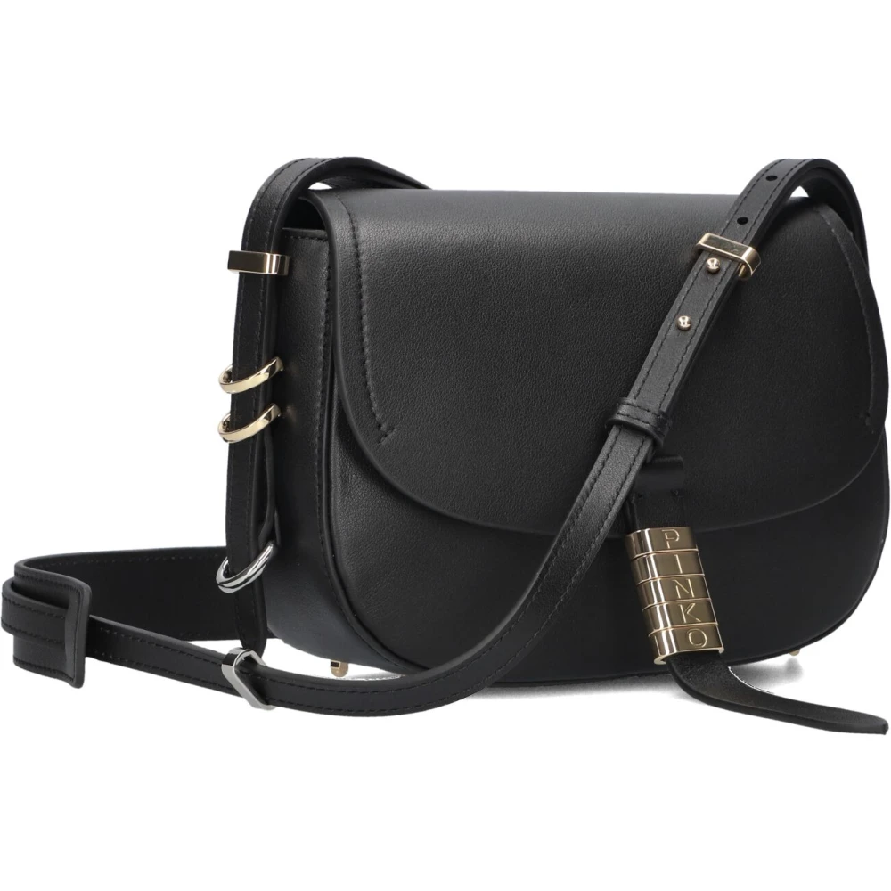 Pinko Women's Black Cross Body Bags, One Size, Mini Saddle Shoulder Bag