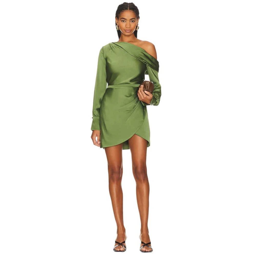 Simkhai Satijnen Cold Shoulder Jurk Green Dames