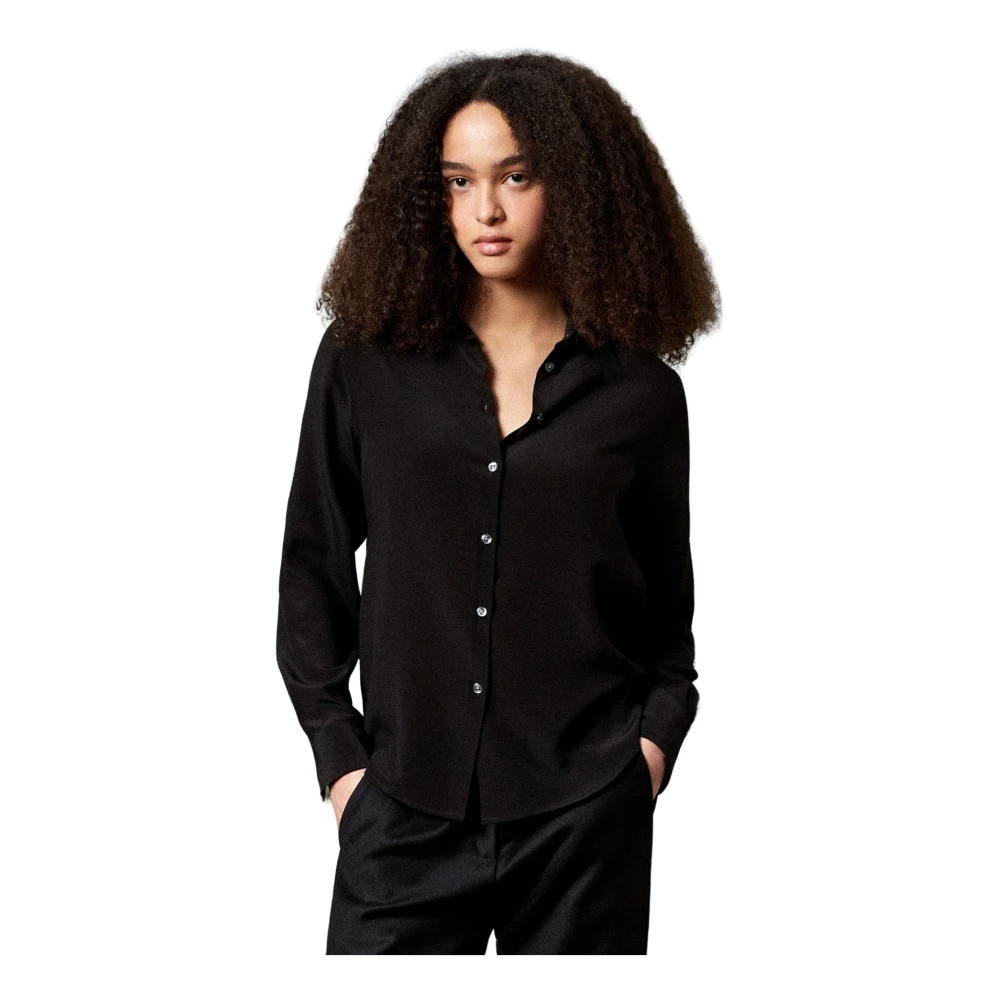 Massimo Alba Vivien Regular Fit Overhemd van Crepe de Chine Black Dames
