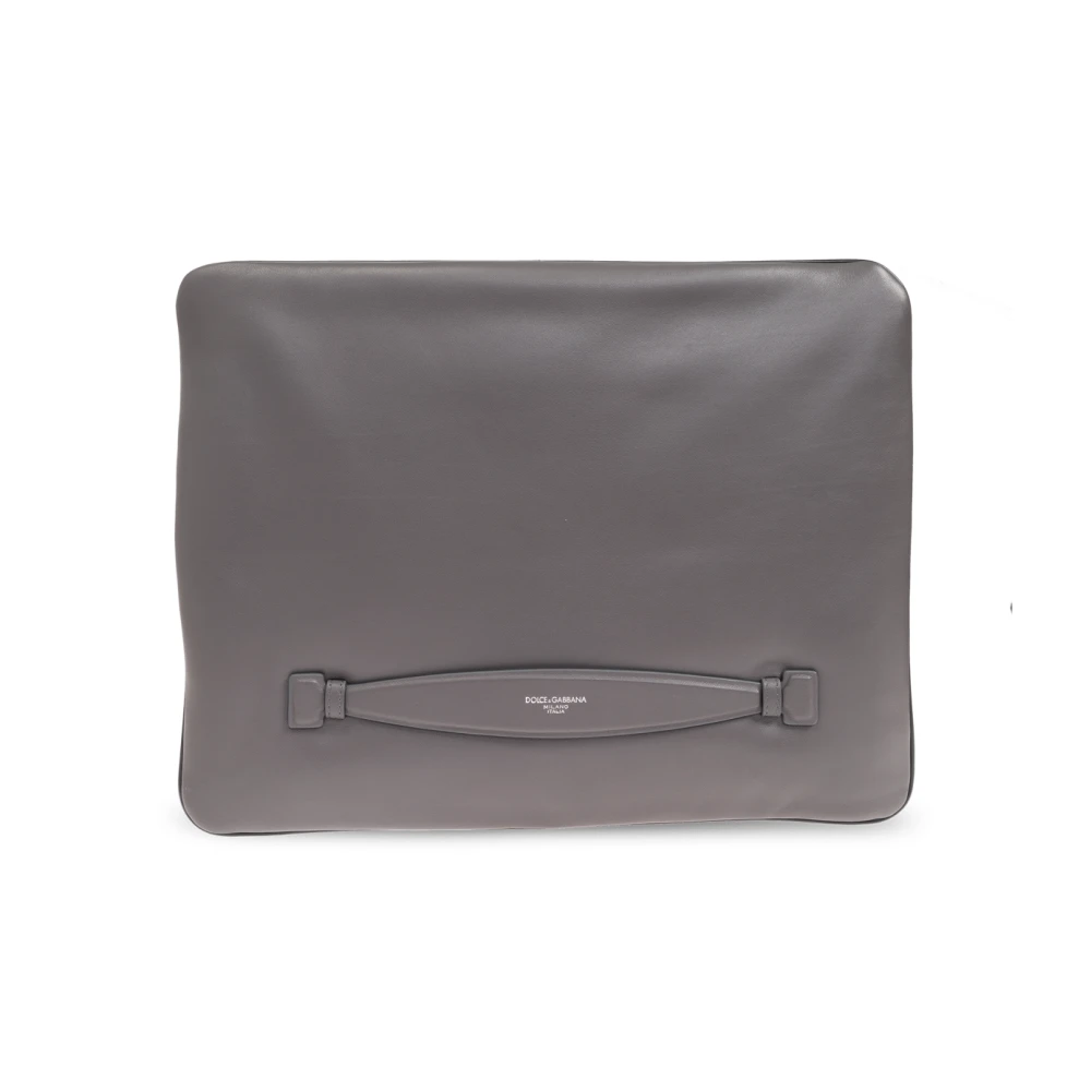 Dolce & Gabbana Leren aktetas Gray Heren