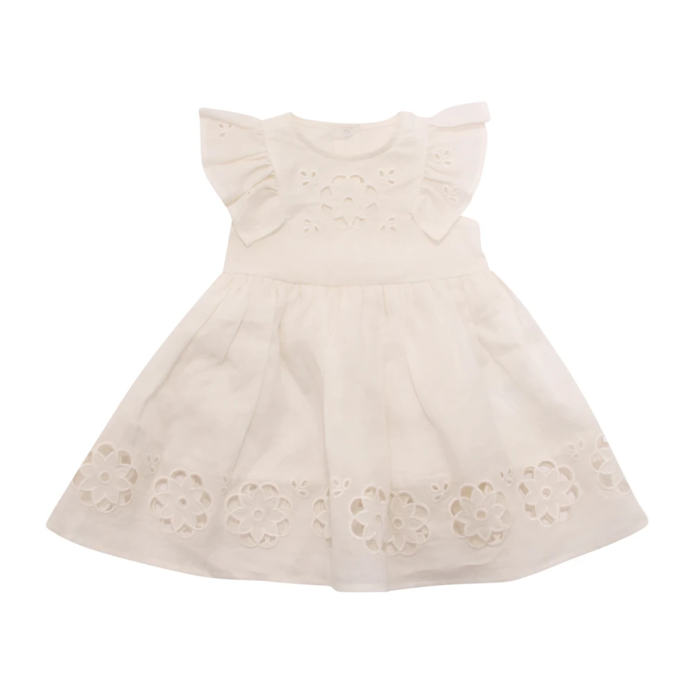 Stella Mccartney Girls White Z0194 Ramie Dress - Kids Occasion Wear - 2 Y - Kids