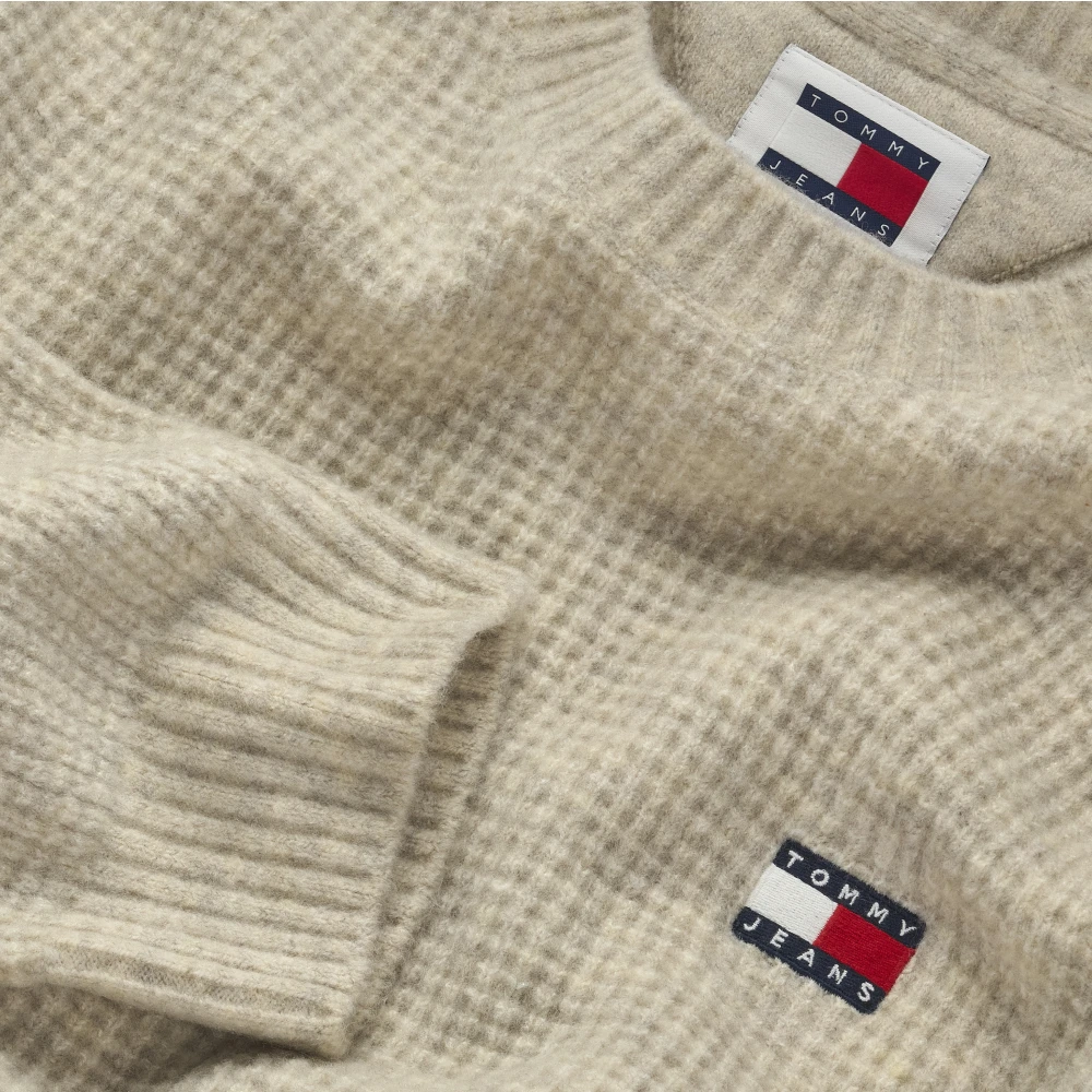 Tommy Jeans Beige Crewneck Sweater met Traditionele Details Beige Heren
