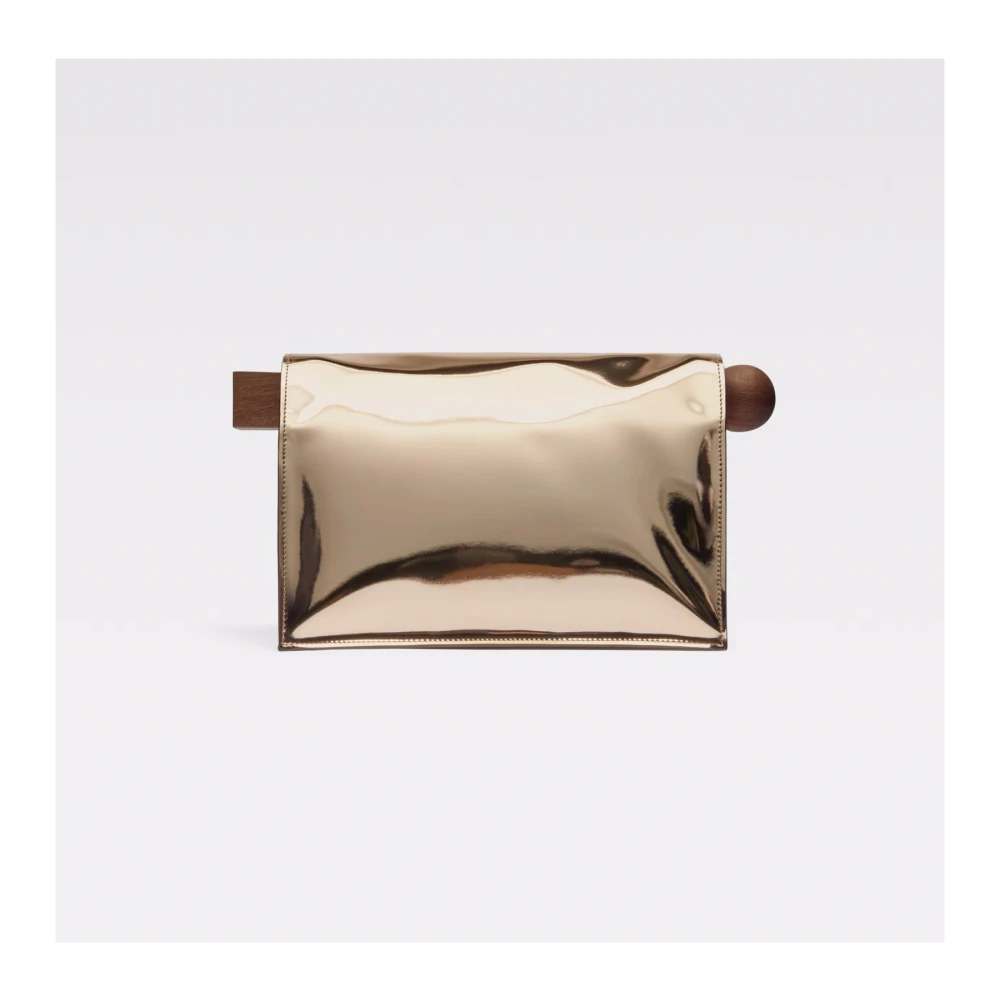 Jacquemus Ronde Vierkante Clutch Tas Goud Yellow Dames