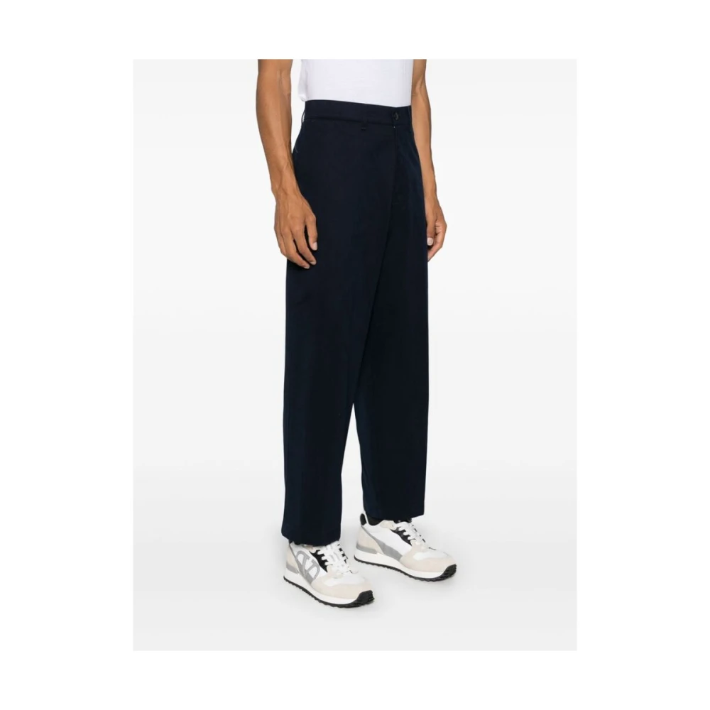 Cruna Navy Blauwe Katoenen Tapered Broek Blue Heren