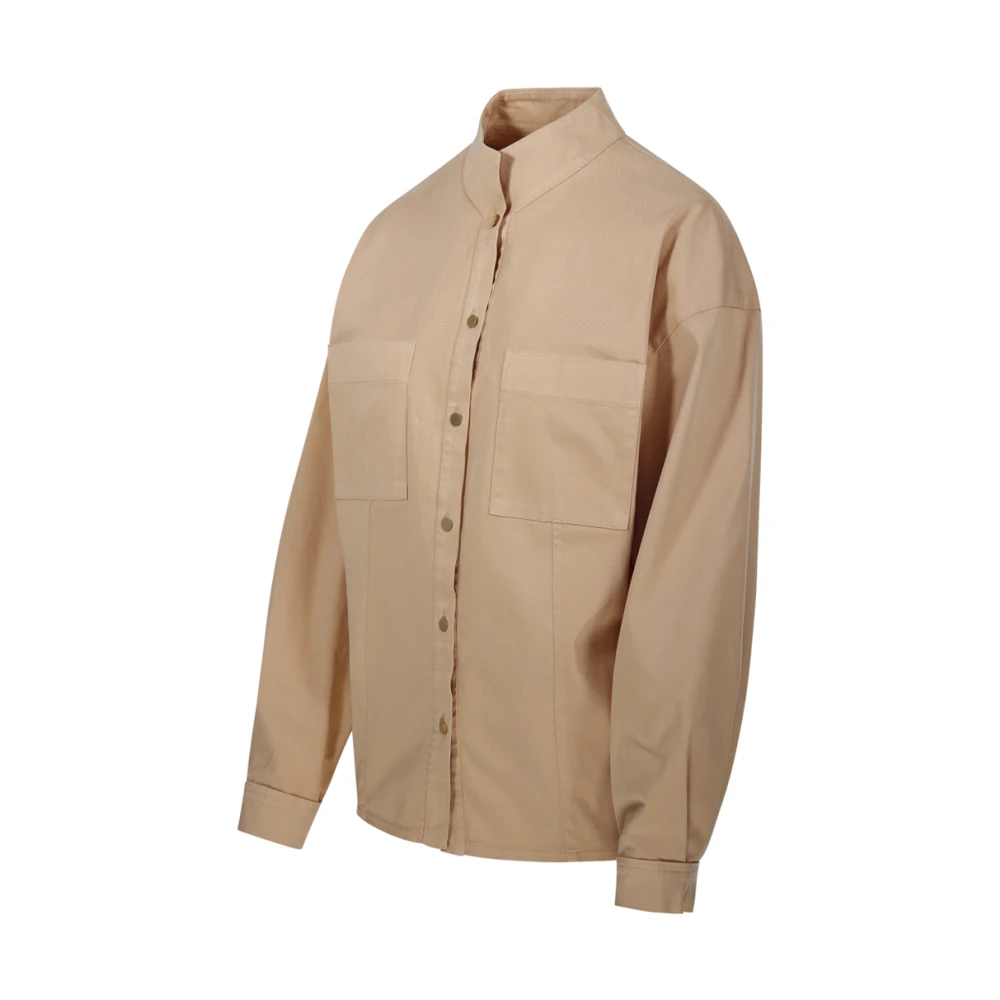 Forte Kameel Kraag Shirt Brown Dames