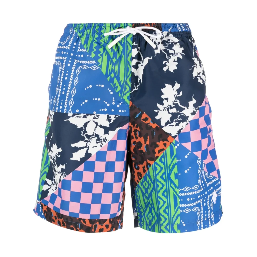 Marcelo Burlon Men's Multicolor Patchwork Swim Shorts Blue/Multi - Beachwear - M - Swimwear