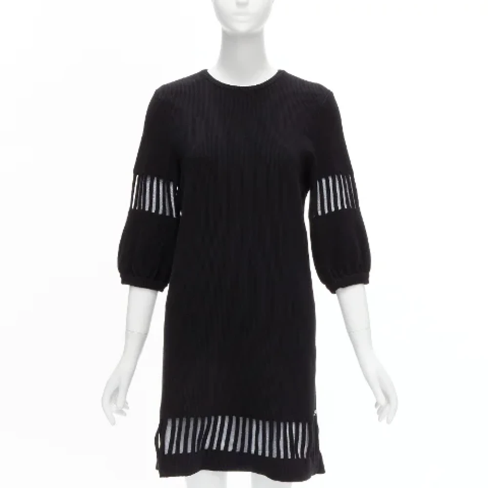 Chanel Vintage Pre-owned Wool dresses Black Dames