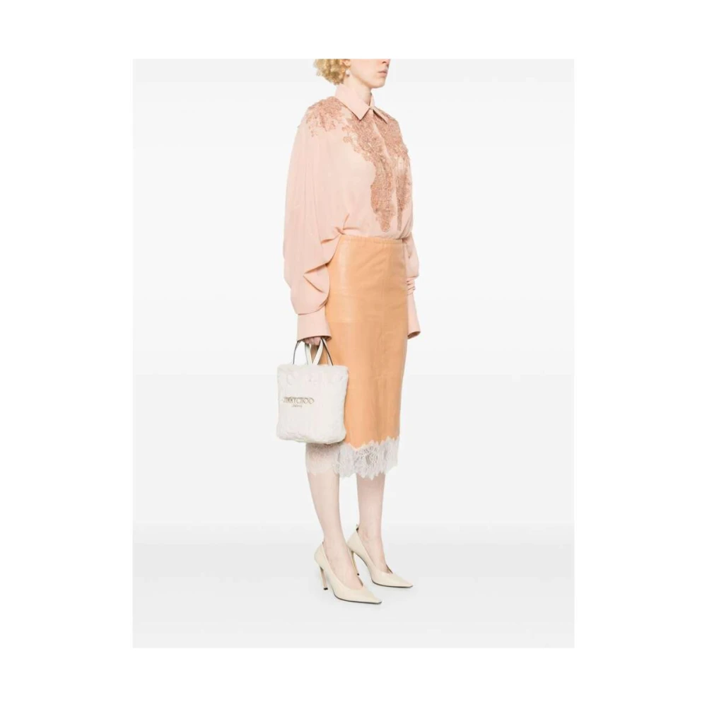 Jimmy Choo Witte Faux-Fur Leren Handtas White Dames