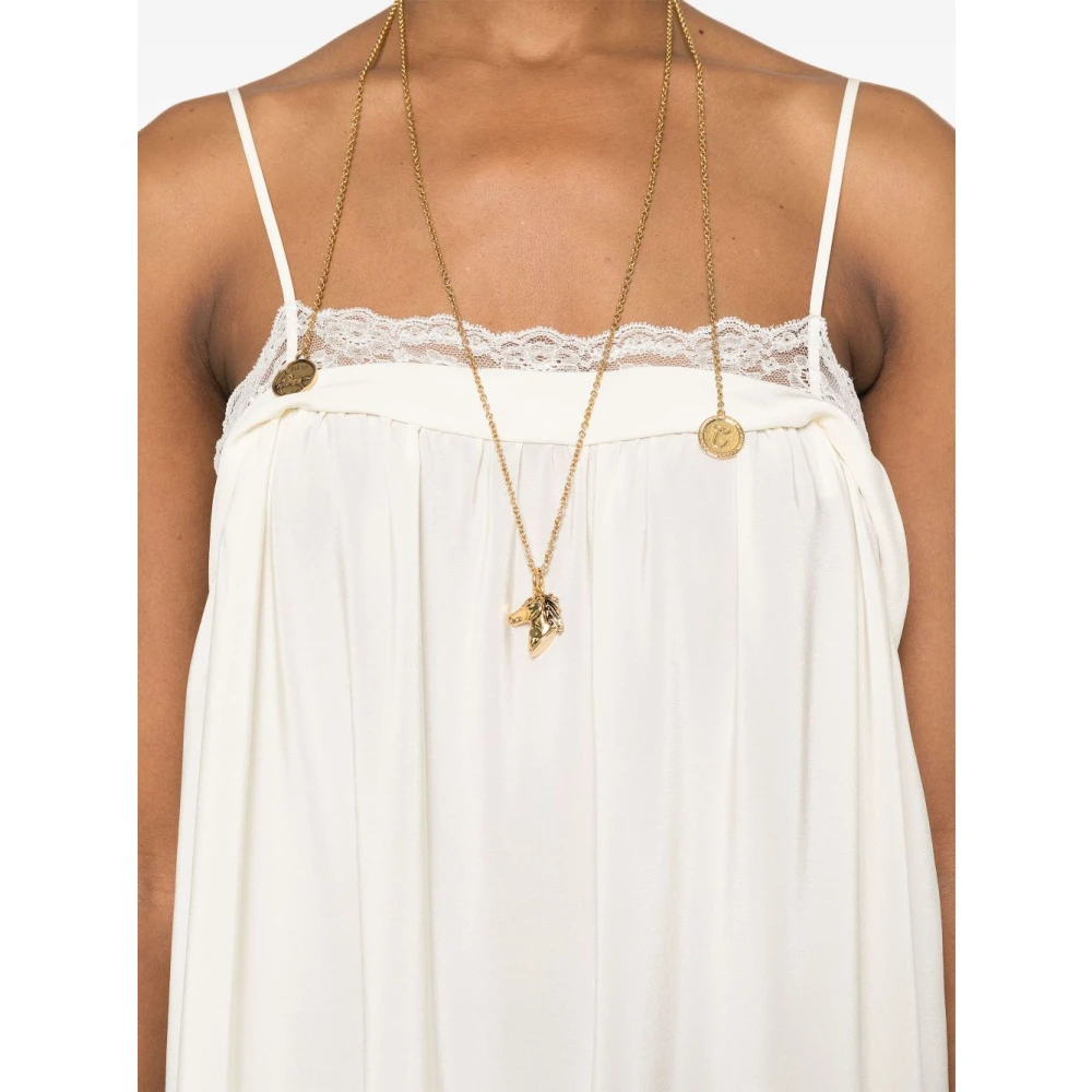 Chloé Witte Kantjurk met Gerimpelde Details White Dames