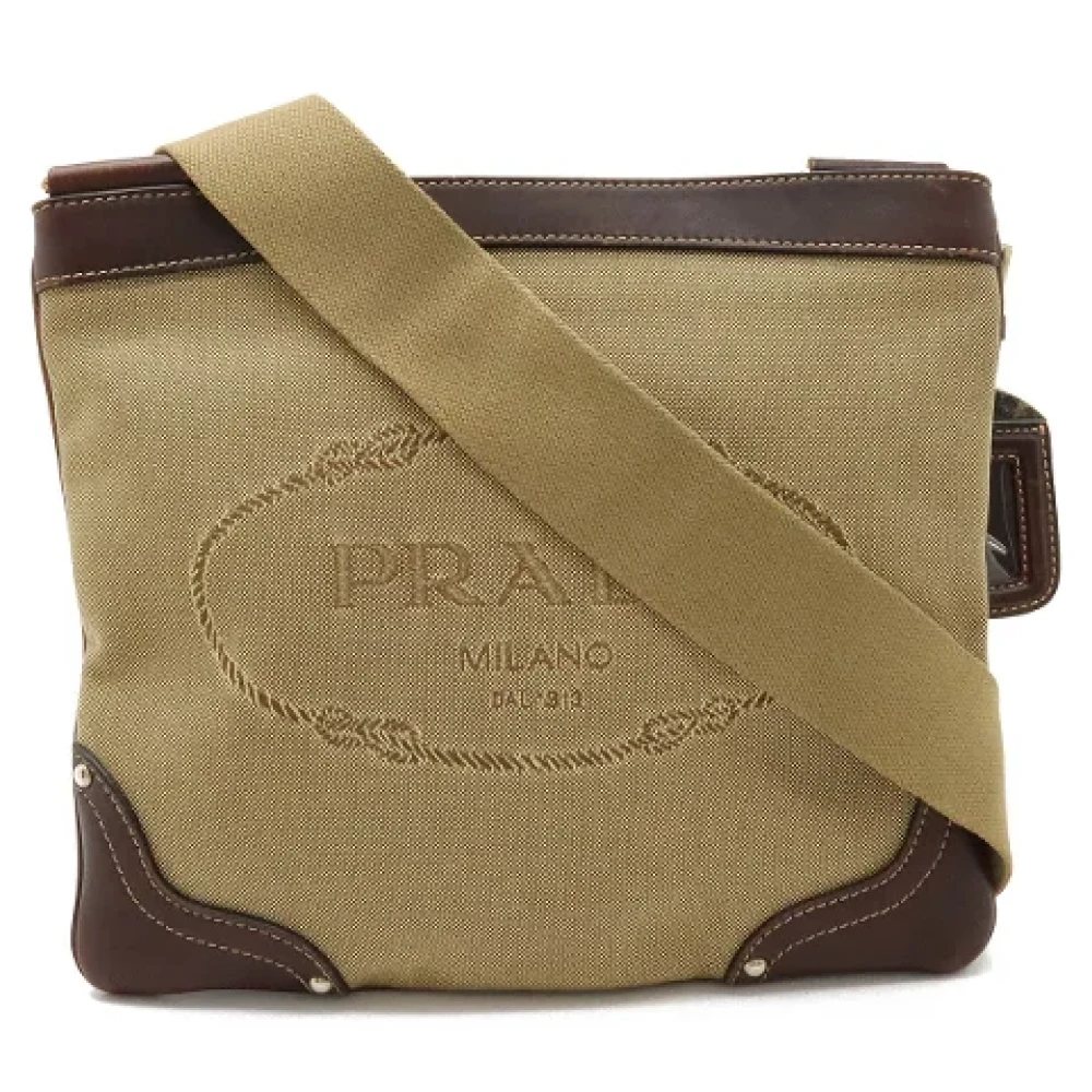 Prada Vintage Pre-owned Canvas crossbody-bags Beige Dames
