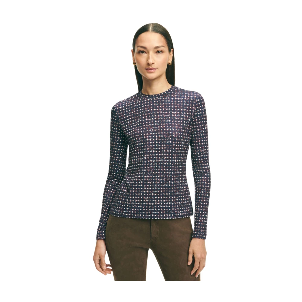 Brooks Brothers Multi-Colored Stretch Polyester Top Blue Dames