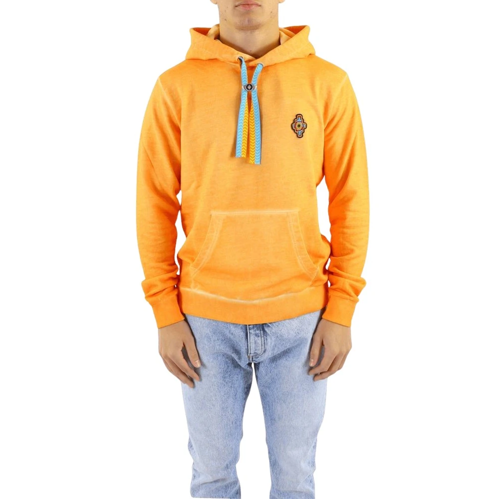 Marcelo Burlon Men's Orange Hoodies, S, Sunset Cross Hoodie