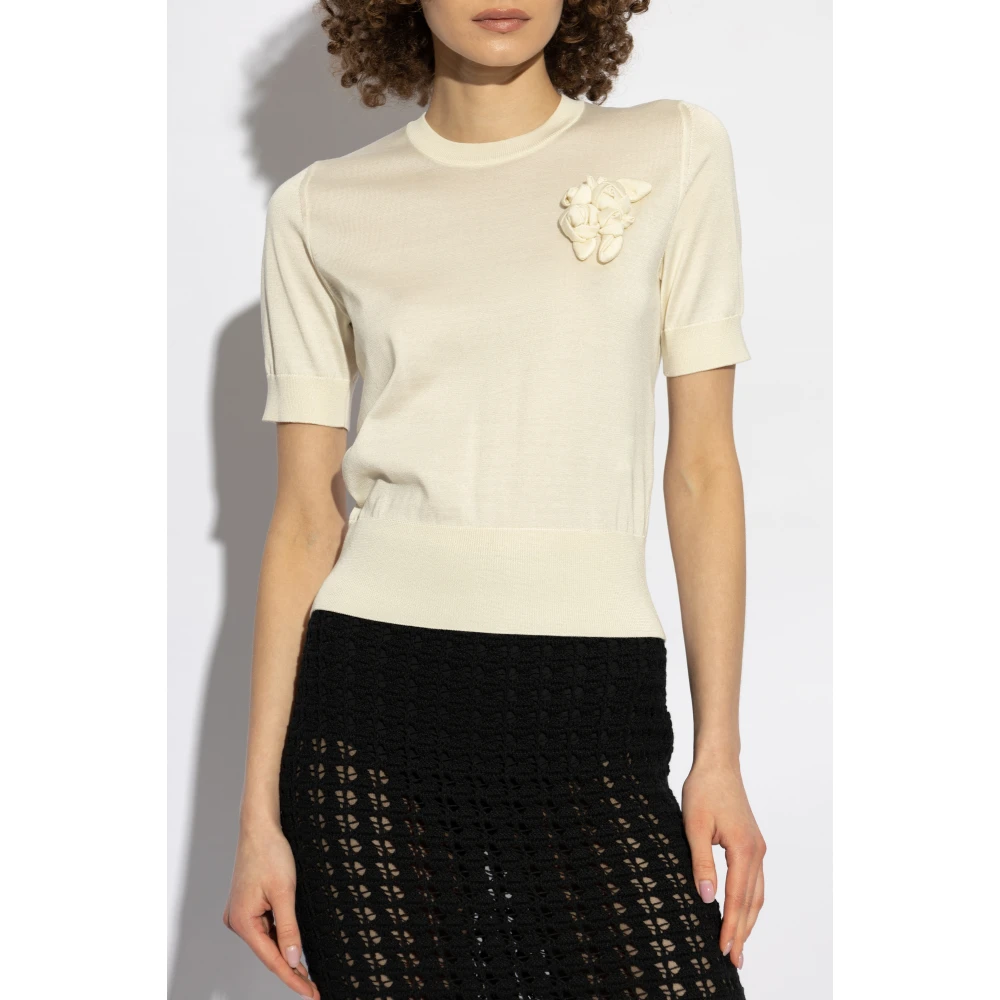 Dolce & Gabbana Zijden top met applicatie Beige Dames