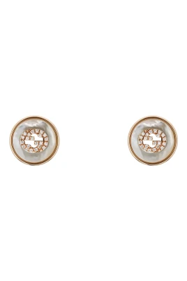 Interlocking Stud örhängen i rosa guld, mop, diamant, GG pavé