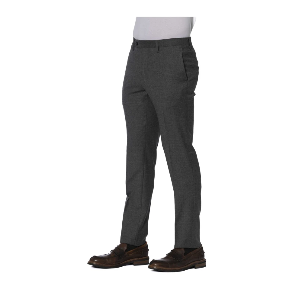 Trussardi Stijlvolle Broek met Knoop en Rits Gray Heren