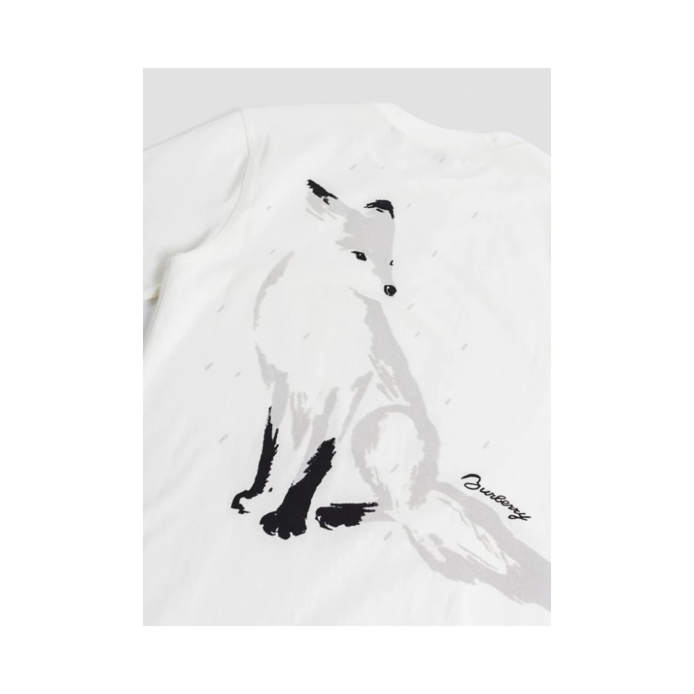 Burberry Vos Katoenen T-shirt met Handgetekend Motief White Heren