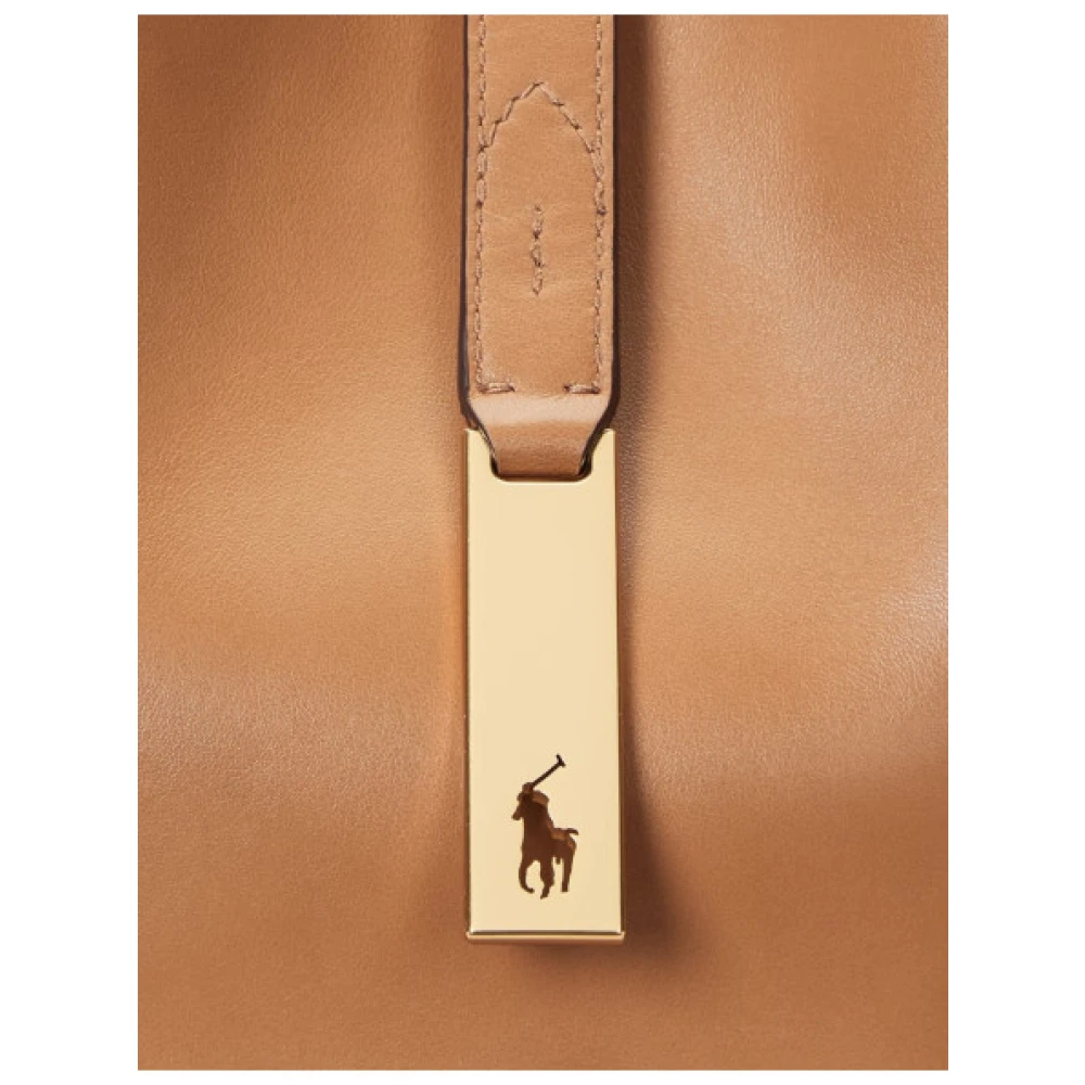 Polo Ralph Lauren Leren schoudertas Polo ID zadelformaat Beige Dames