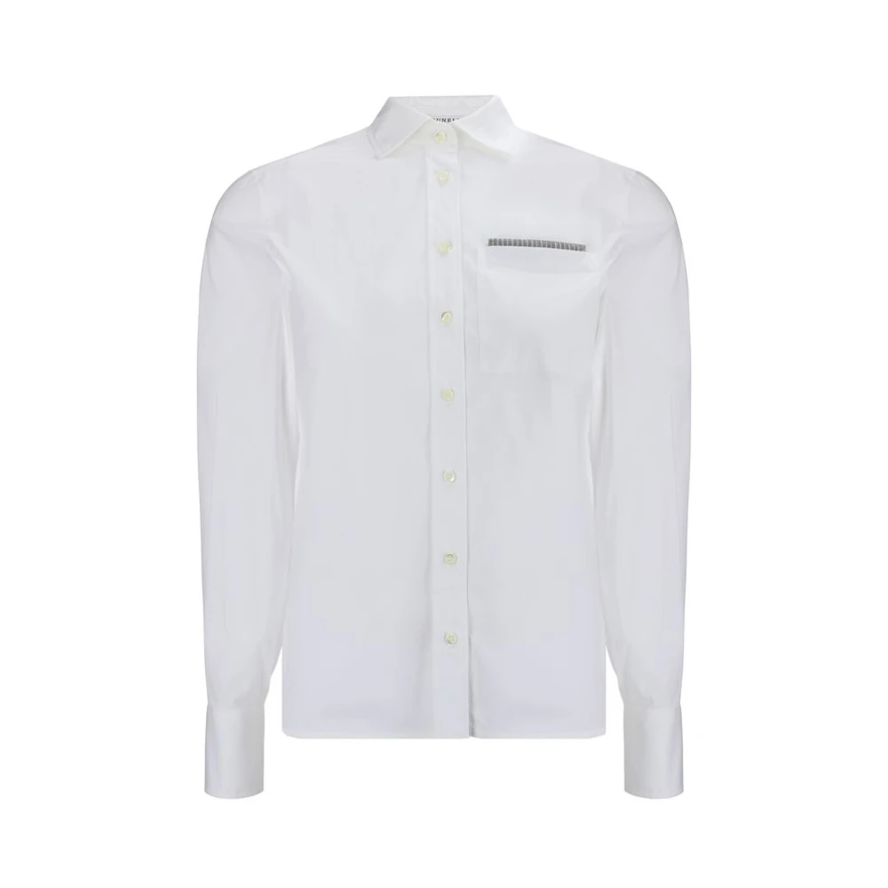 BRUNELLO CUCINELLI Klassiek Katoenen Overhemd met Iconisch Detail White Dames