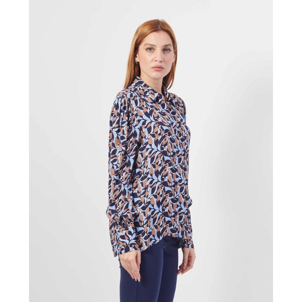 Fracomina Damesoverhemd met abstract patroon en klassieke kraag Multicolor Dames