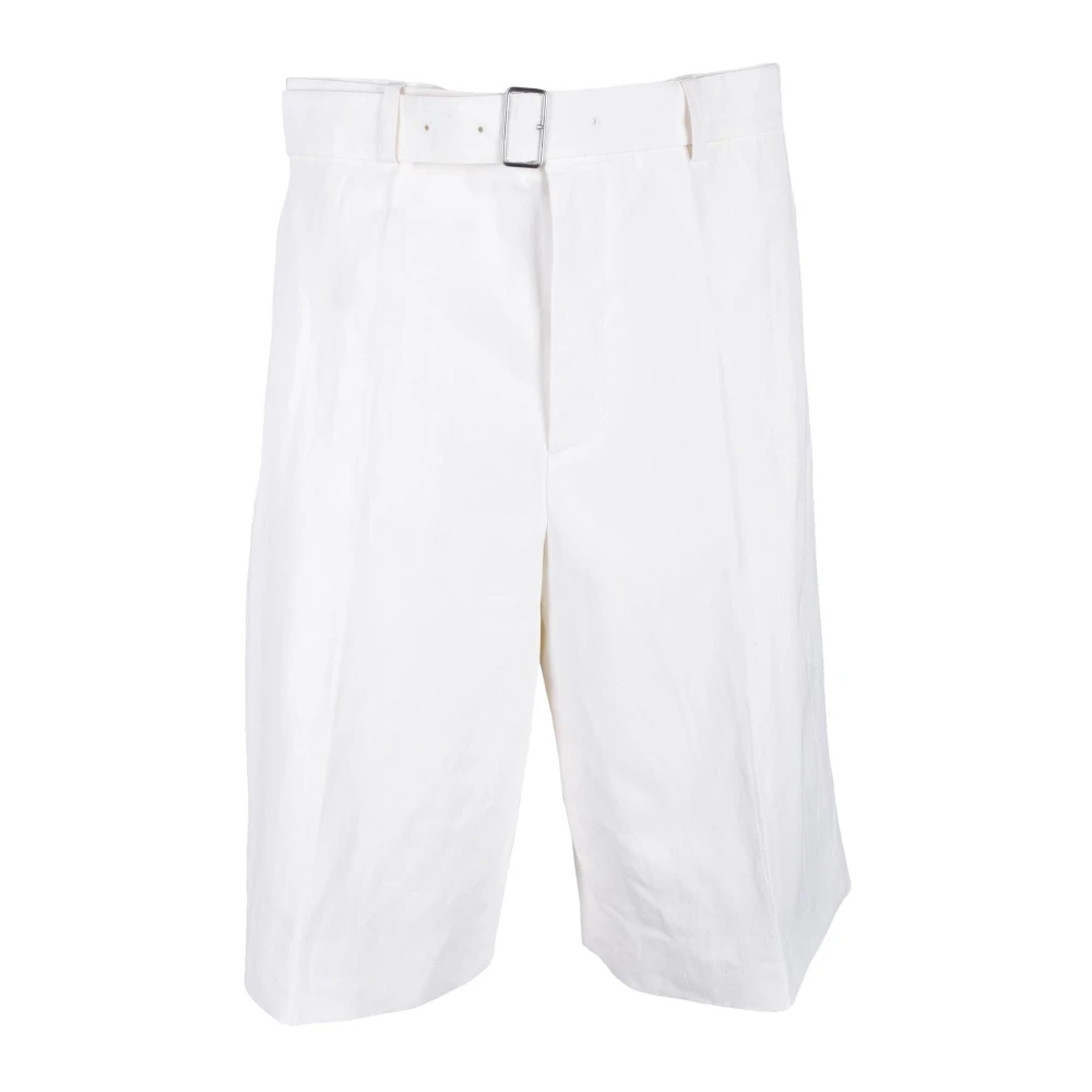 Jil Sander Linnen Bermuda Shorts White Heren
