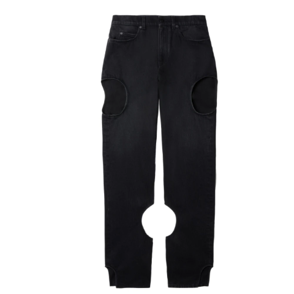 Off White Straight Trousers Black Dames