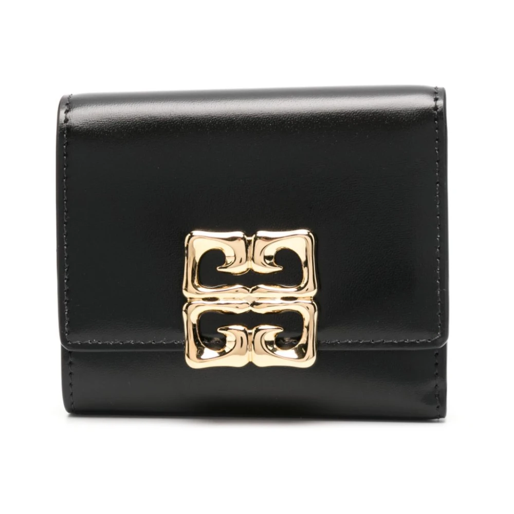 Givenchy Zwarte leren tri-fold portemonnee met 4G-logo Black Dames