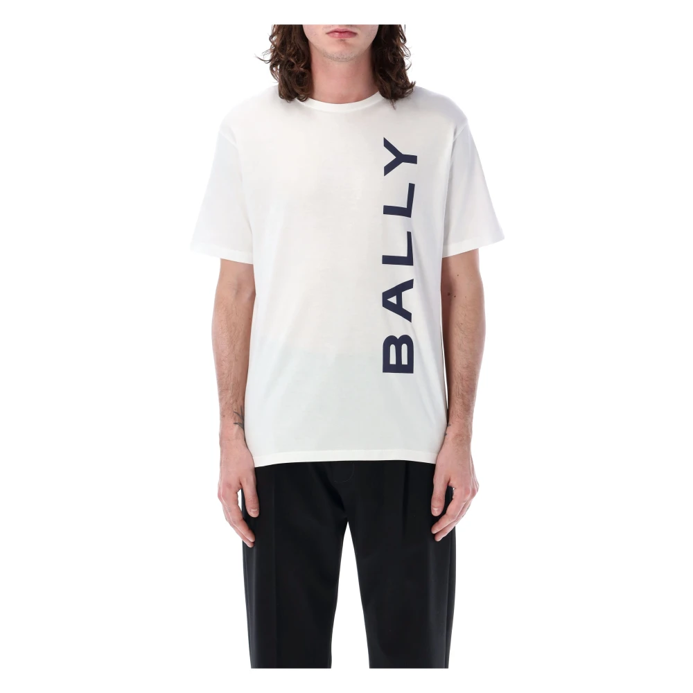 Bally Witte Katoenen T-shirt met Print White Heren