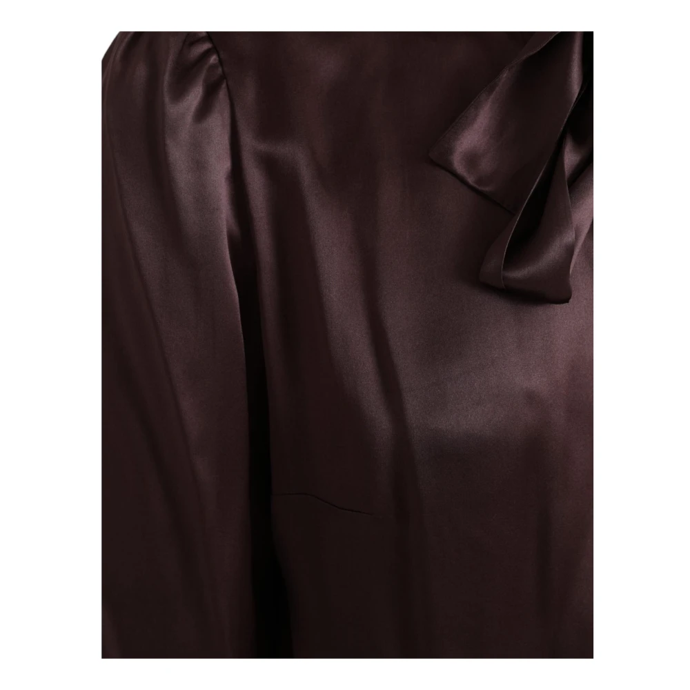 Dolce & Gabbana Zijden Blouse Top met knoopsluiting Brown Dames
