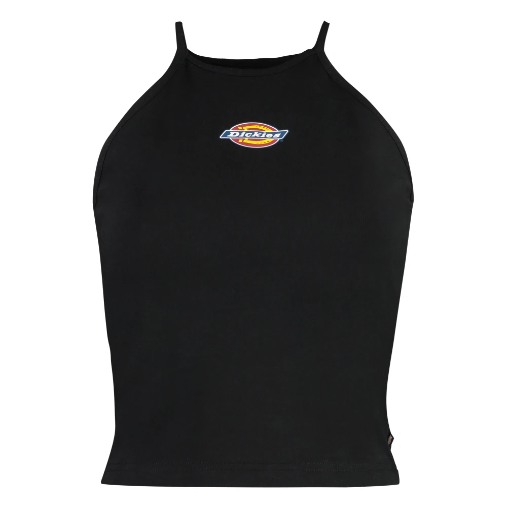 Dickies Logo Print Katoenen Crop Top Black Dames
