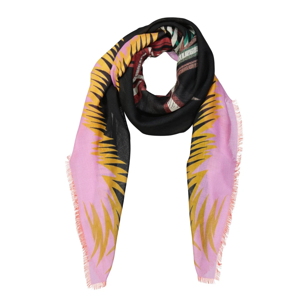 Givenchy Cashmere Zijde Vierkante Sjaal met Franjes Multicolor Dames