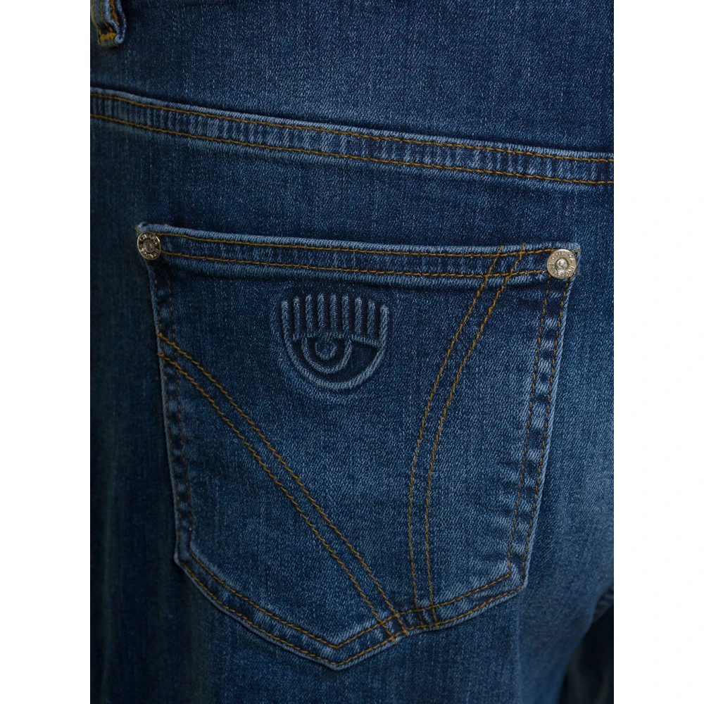 Chiara Ferragni Collection Geëmbosseerde Denim Jeans Blue Dames