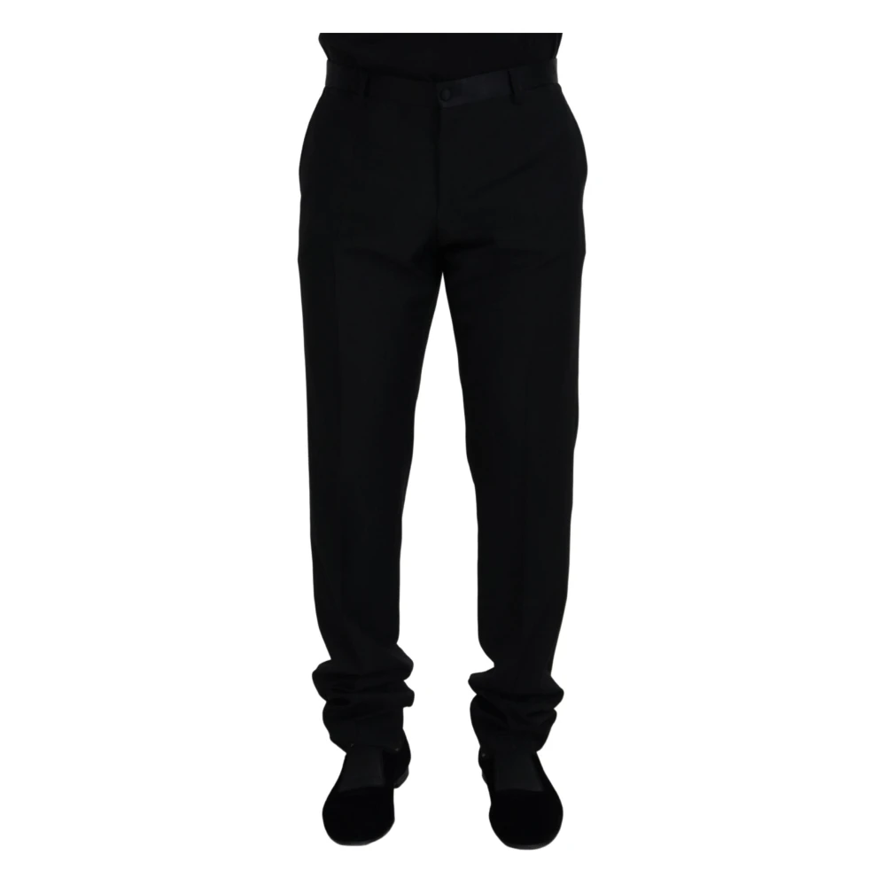 Dolce & Gabbana Elegante Zwarte Wollen Broek Black Heren