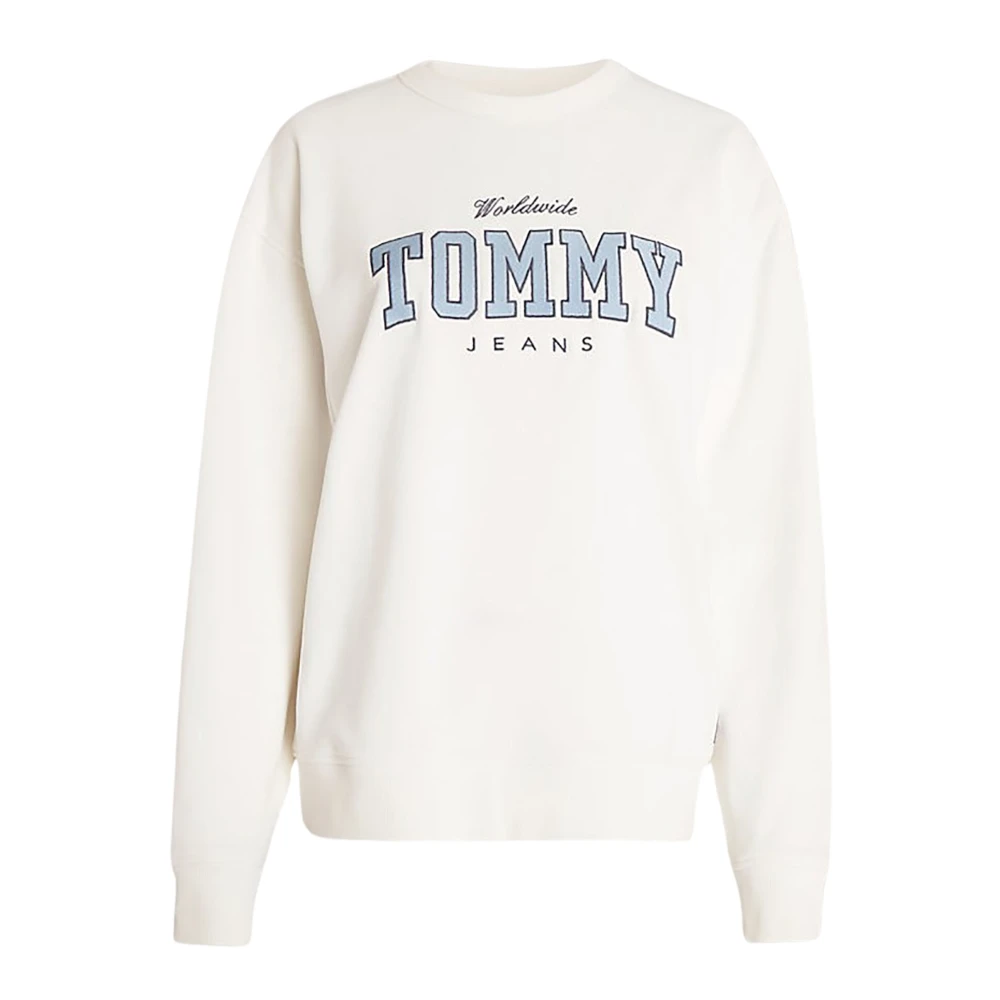 Tommy Jeans Logo Varsity Sweatshirt White Dames