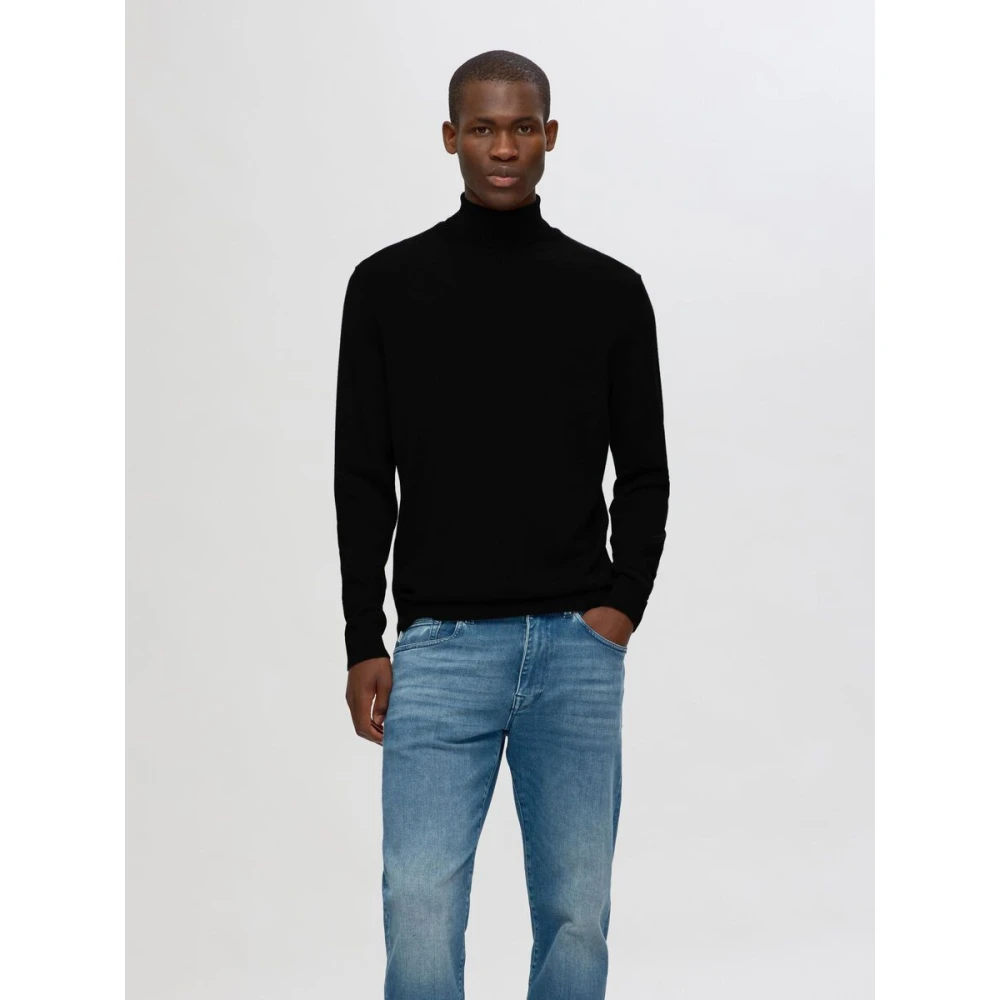 Selected Homme Heren Hoge Hals Lange Mouw Trui Black Heren