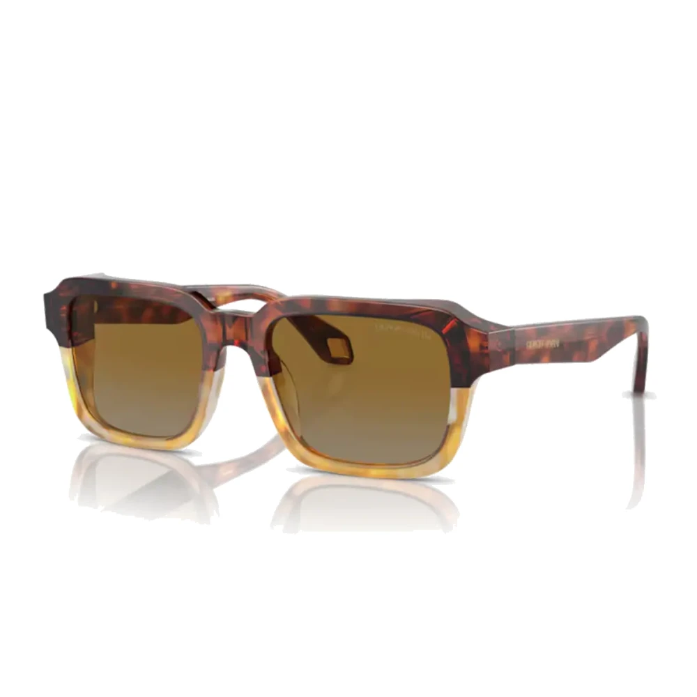 Giorgio Armani Sunglasses, Unisex, 53 Mm, Rectangular Sunglasses With Green Lenses Brown