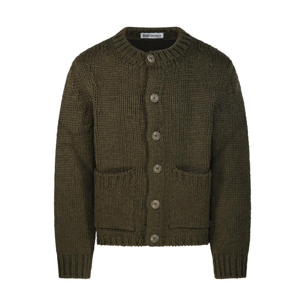 OUR LEGACY olive cardigan OUR LEGACY CARDIGAN Olive Melange Mohair