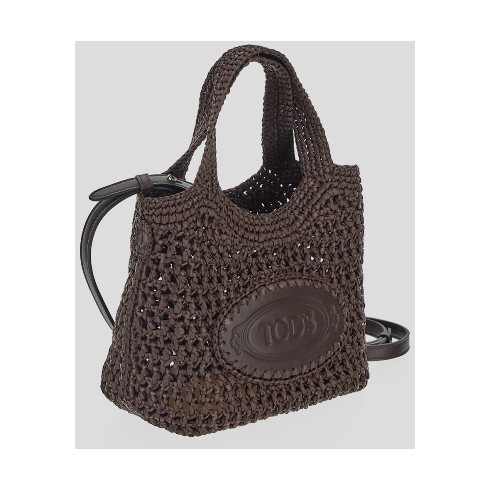 TOD'S Stijlvolle Rafia Tas Brown Dames